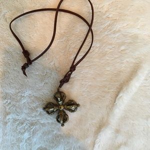 Leather and brass necklace